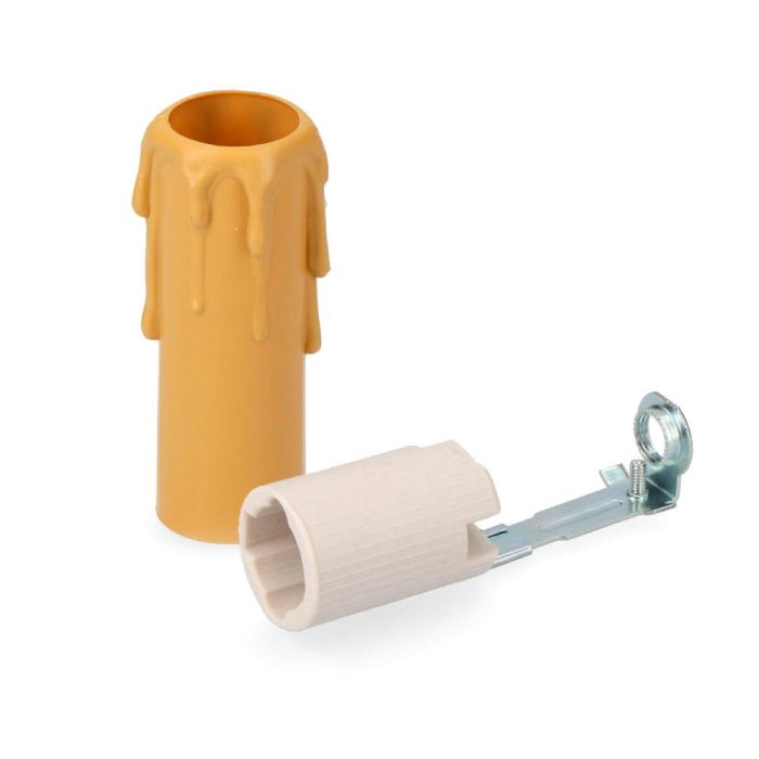 Solera Portalámparas E-14 porcelana con vela mediana crema, 4A 250V, salida frontal, termoplástico, Ø2.7x8.2cm, interior 0 Solera Portalámparas E-14 porcelana con vela mediana crema, 4A 250V, salida frontal, termoplástico, Ø2.7x8.2cm, interior 0