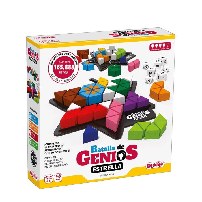 Ludilo Juego Batalla de Genios Estrellas 22 Piezas Madera 14 Bloqueadoras 7 Dados 2 Tableros 1 Ludilo Juego Batalla de Genios Estrellas 22 Piezas Madera 14 Bloqueadoras 7 Dados 2 Tableros 1