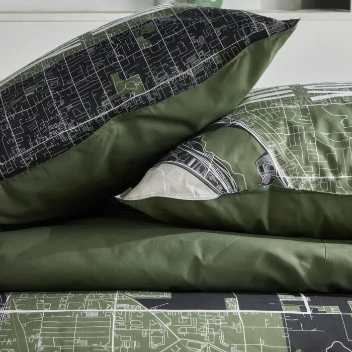 Today Juego de Cama para 2 Personas Algodón Estampado New York Verde 240x220 cm 3