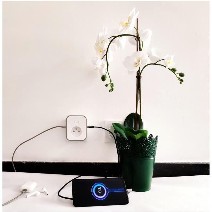 Toma conectada - KONYKS - Priska - USB FR - Wifi + Bt - 16 A con 2 tomas USB-A - Contador de consumo - Compatible con Alexa / Google Home 3 Toma conectada - KONYKS - Priska - USB FR - Wifi + Bt - 16 A con 2 tomas USB-A - Contador de consumo - Compatible con Alexa / Google Home 3