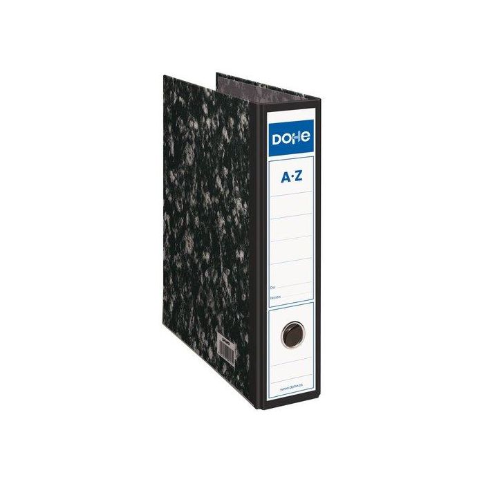 Dohe Archivador Palanca Archinovo Folio, Lomo Ancho, Cartón Rígido Negro Jaspeado, Cantoneras Metálicas