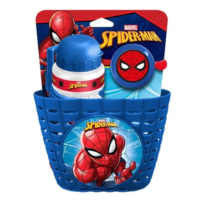 Disney Spider-Man Set Papelera, Botella y Timbre para Bicicleta y Scooter 3