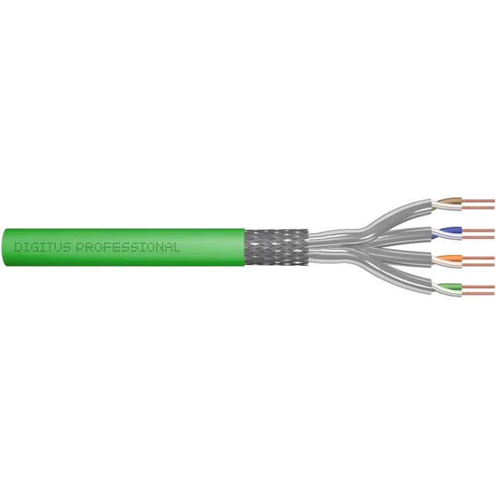 DIGITUS Cable de Red CAT 8.2 S/FTP Dca, 100m Simplex, Cobre, Blindado LSZH, Verde