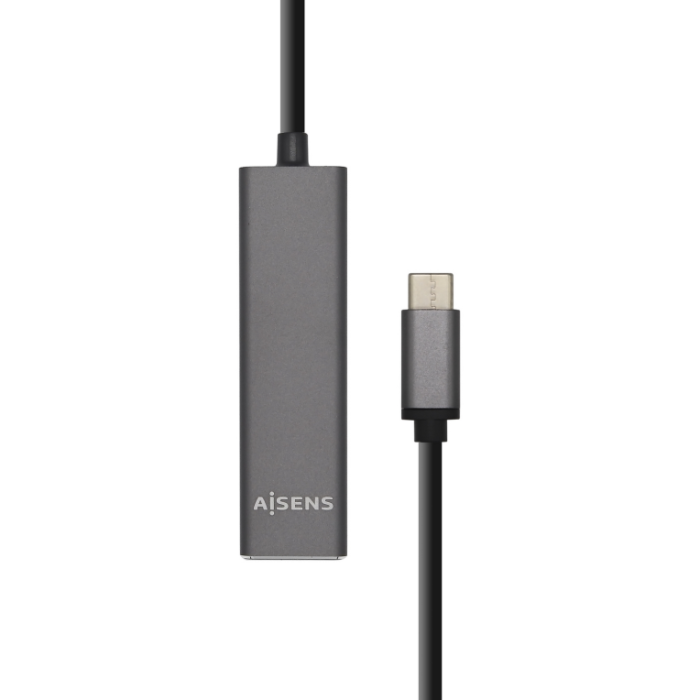 Aisens Hub USB-C Macho a 4x USB 3.0 Hembra Gris 15 cm - USB 3.1 Gen1 Velocidad 5 Gbps