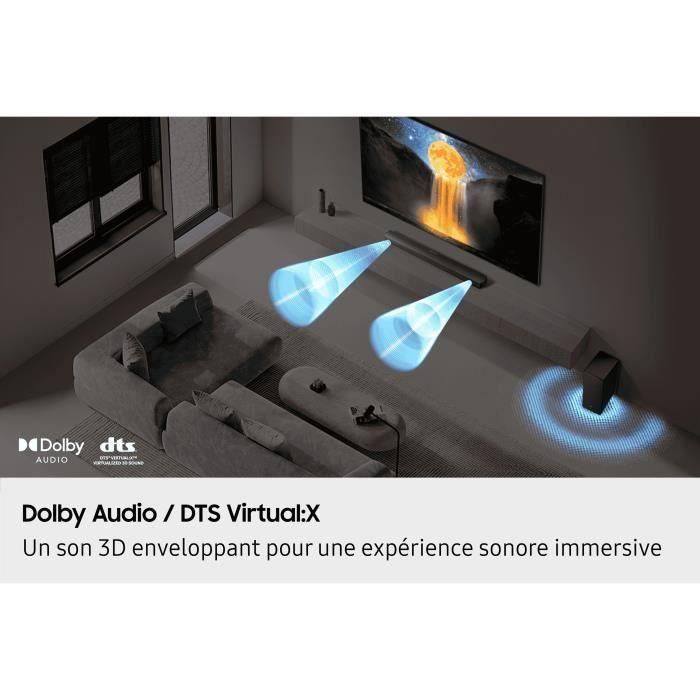 Barra de sonido SAMSUNG HW-B460F/XE de 2.1 canales - Subwoofer inalámbrico de 6.5'' - Adaptive Sound Lite 5