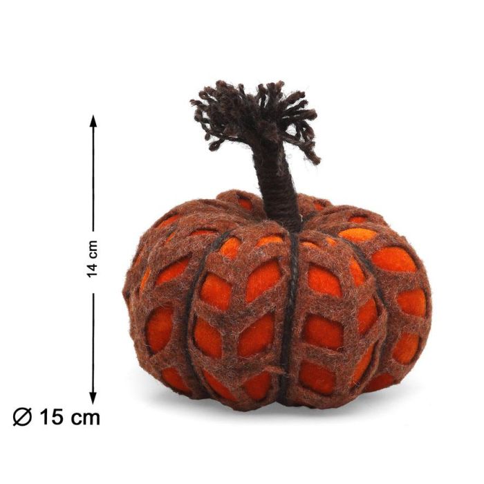 Calabaza Decorativa De Fieltro Y Tela Naranja Y Marrón 15x14 Cm