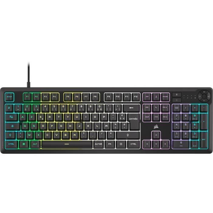 Teclado gaming de membrana con cable - CORSAIR - K55 CORE RGB - Retroiluminación RGB de 10 zonas - Gris - Silencioso y responsivo