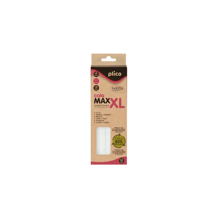 Plico Barra Termofusible Cola Maxi XL Reciclada Translucida 11,5 mm x 200 mm Blister 12 Unidades para Pistola 1