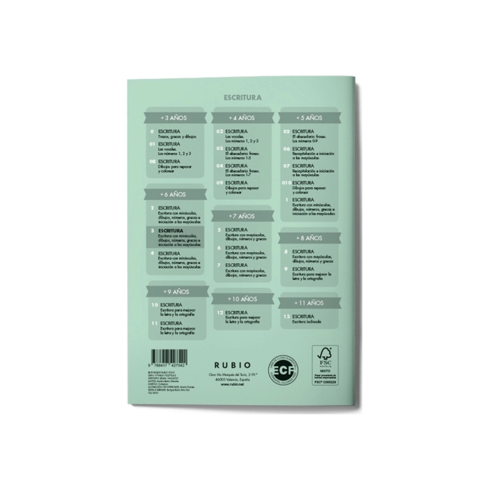 Rubio Cuaderno Caligrafía Nº 3 Desarrollo Destrezas Motrices Lenguaje Escrito Certificado FSC 12x213x155 mm 2
