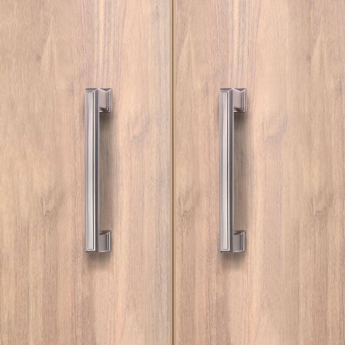 Emuca Lote de 5 tiradores para mueble Tanger, L147.5mm, intereje 128mm, Zamak, Níquel satinado 3