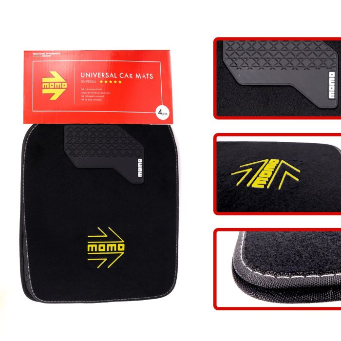 Set Completo 4 Piezas Alfombras Momo Universales Negro-Amarillo MOMLCM015BY 3 Set Completo 4 Piezas Alfombras Momo Universales Negro-Amarillo MOMLCM015BY 3