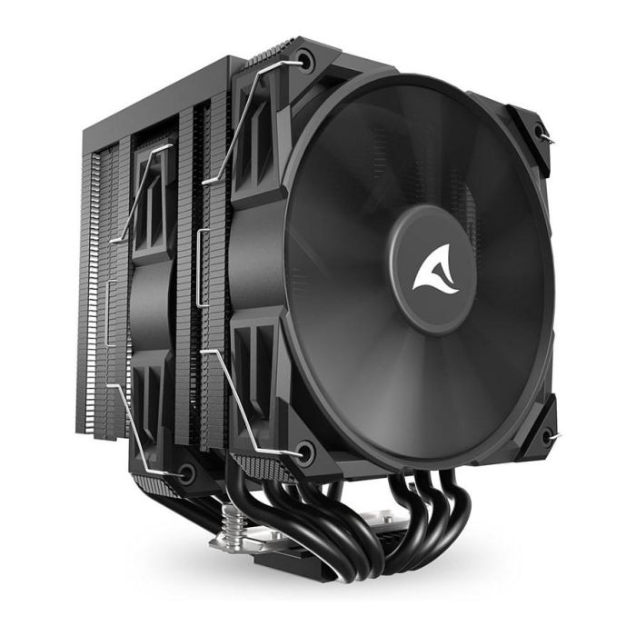 Sharkoon A60 Refrigerador de aire para CPU, Doble Torre, 6 Tubos de Calor, 2x12 cm PWM, 260W TDP, LGA1851, Negro 3