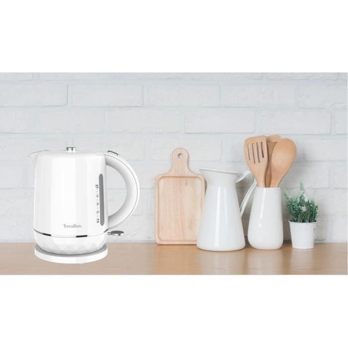 Hervidor eléctrico - TERRAILLON 15351 DIAMANT Blanco 1,5L - 2200W - Base giratoria 360° - Base elevada efecto diamante 1 Hervidor eléctrico - TERRAILLON 15351 DIAMANT Blanco 1,5L - 2200W - Base giratoria 360° - Base elevada efecto diamante 1