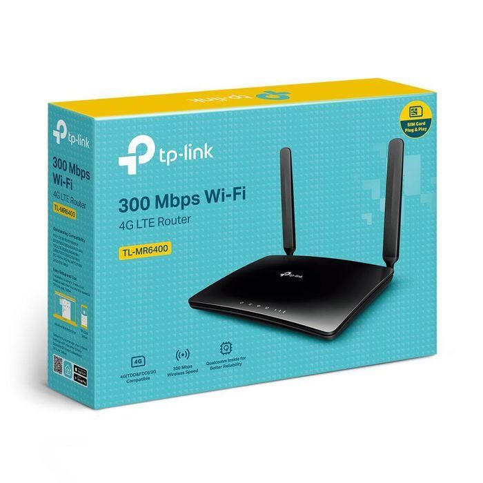 TP-Link TL-MR6400 Router WiFi N 4G LTE 300Mbps con Tarjeta SIM y Fuente de Alimentación EU
