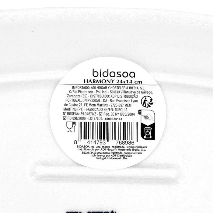 Fuente Oval Porcelana Harmony Hydrozero Bidasoa 24x14 cm (6 Unidades) 5