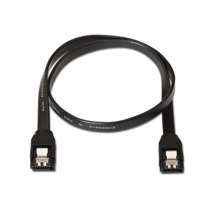 Aisens Cable Sata Iii Datos 6 gr Con Anclajes Negro 0,5M