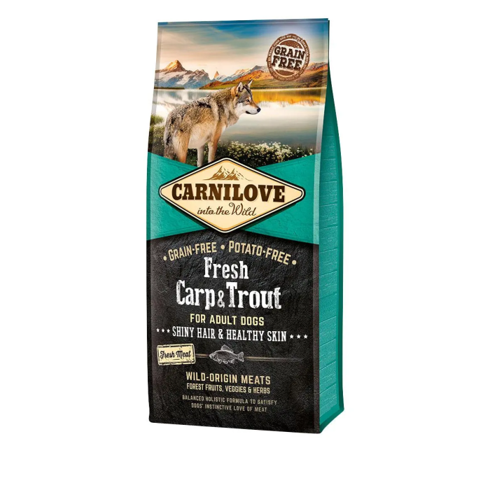 Carnilove Pienso para Perros Adultos con Carpa y Trucha para Piel y Pelo 12 kg