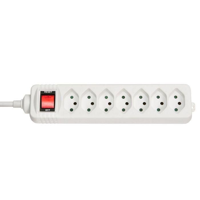 Lindy 7-Way Swiss 3-Pin Mains Power Extension with Switch, White Lindy 7-Way Swiss 3-Pin Mains Power Extension with Switch, White