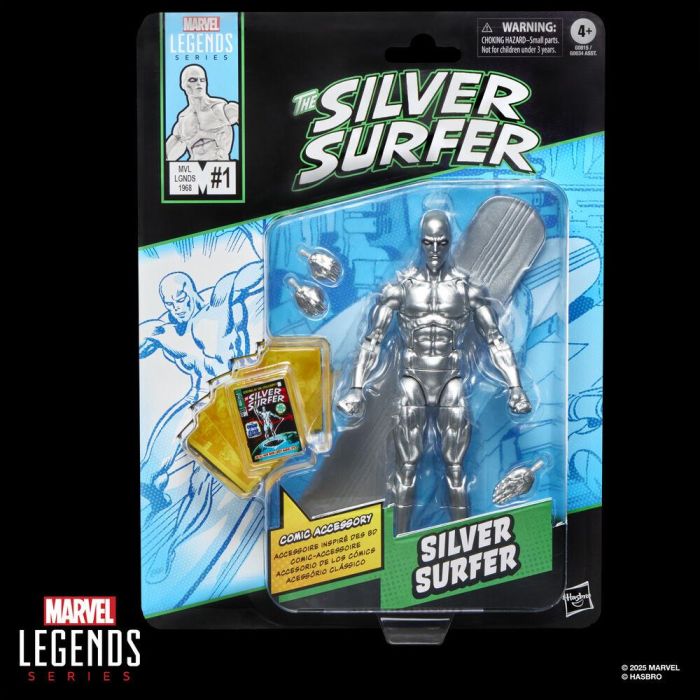 HASBRO Marvel Legends Series Figura Estela Plateada The Silver Surfer 15cm Articulada con 6 Accesorios y Tabla de Surf 3