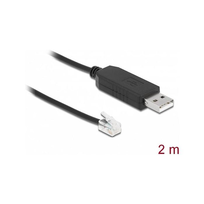 DeLOCK 66734 Cable Adaptador USB-A a RS-232 RJ9/RJ10 con ESD, 2m, Negro, Chip FTDI, Compatible Celestron NexStar 1 DeLOCK 66734 Cable Adaptador USB-A a RS-232 RJ9/RJ10 con ESD, 2m, Negro, Chip FTDI, Compatible Celestron NexStar 1