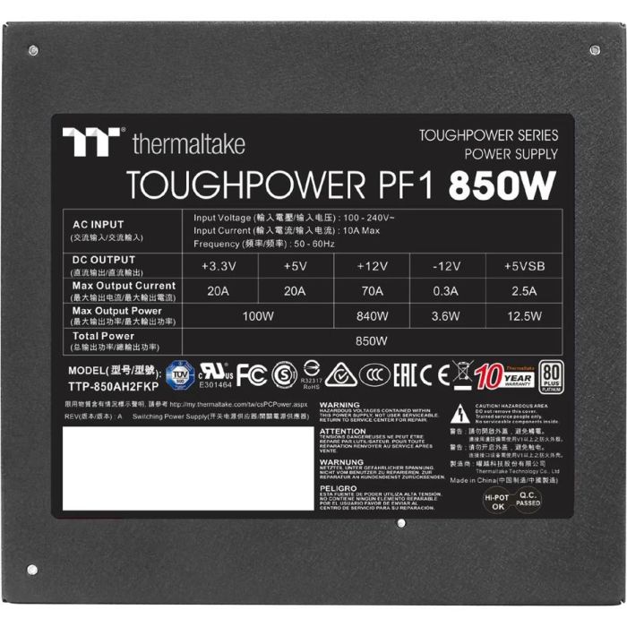 850W Thermaltake Toughpower PF1 Platinum 3 850W Thermaltake Toughpower PF1 Platinum 3