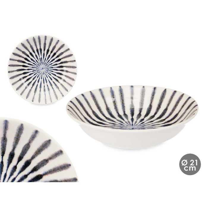 Plato Porcelana Hondo 21Cm Raya Azul Vessia (24 Unidades) Plato Porcelana Hondo 21Cm Raya Azul Vessia (24 Unidades)