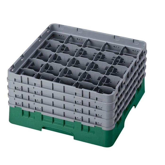 CAMBRO - 25S800-119 - Cesta de lavado 25 comp. 4 alturas - 8,7 cm Ø máx. - alt. máx. 21,7 cm - 50 x 50 x 26,7 cm - Verde sherwood