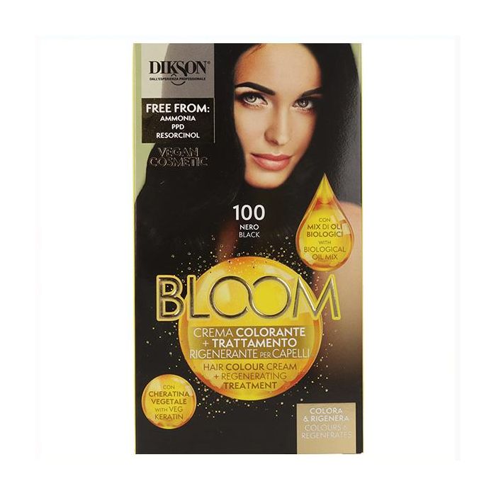 Dikson Bloom Crema Color 100 Negro - Colorante y Tratamiento Regenerador para Cabello