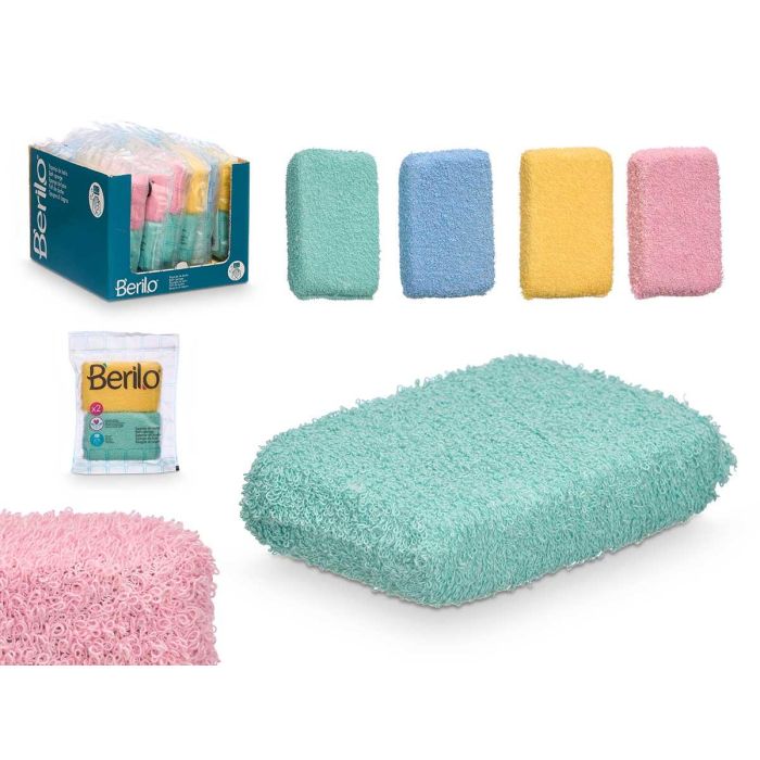 Set 2 Esponjas De Rizo Berilo 19.5x26x3.5 cm - Azul, Rosa, Amarillo, Verde (18 Unidades) Set 2 Esponjas De Rizo Berilo 19.5x26x3.5 cm - Azul, Rosa, Amarillo, Verde (18 Unidades)
