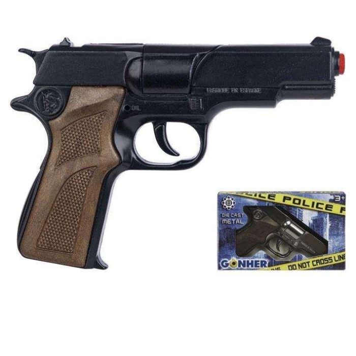 Pistola policía 8 tiros en negro 19,5x12x5 cm 2 Pistola policía 8 tiros en negro 19,5x12x5 cm 2