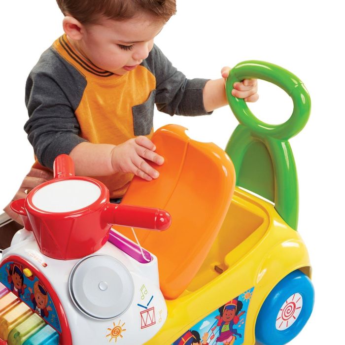 Fisher-Price 399884 Correpasillos Musical Amarillo con sonidos de motor y teclado iluminado para +12 meses 2