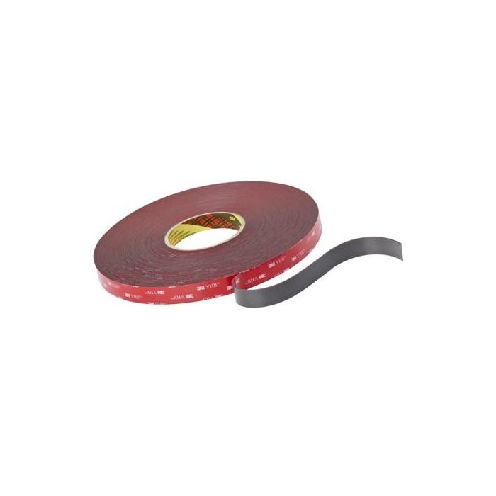 3M 4991F Cinta Acrílica VHB Doble Cara Gris 12mm x 16.5m con 2.3mm de Grosor y Altas Prestaciones