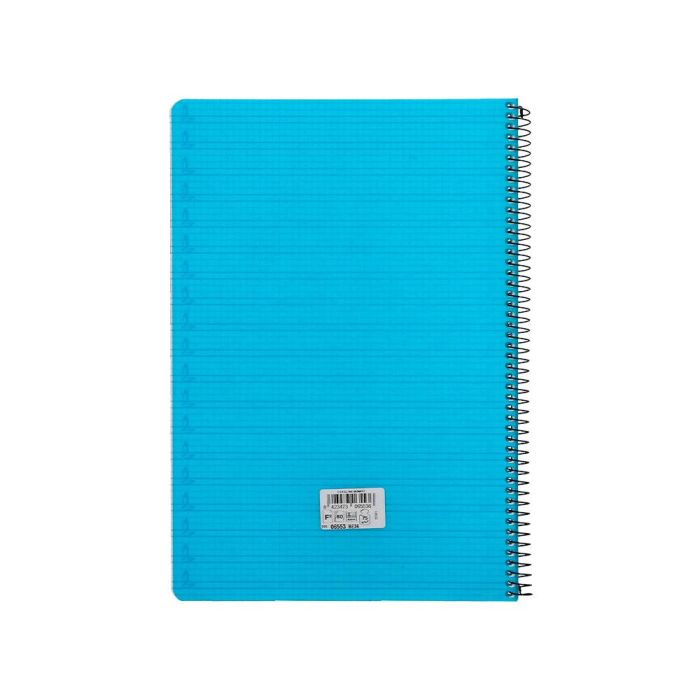 Cuaderno Espiral Liderpapel Folio Pautaguia Tapa Plastico 80H 75 gr Cuadro Pautado 4 mm Con Margen Color Azul 2