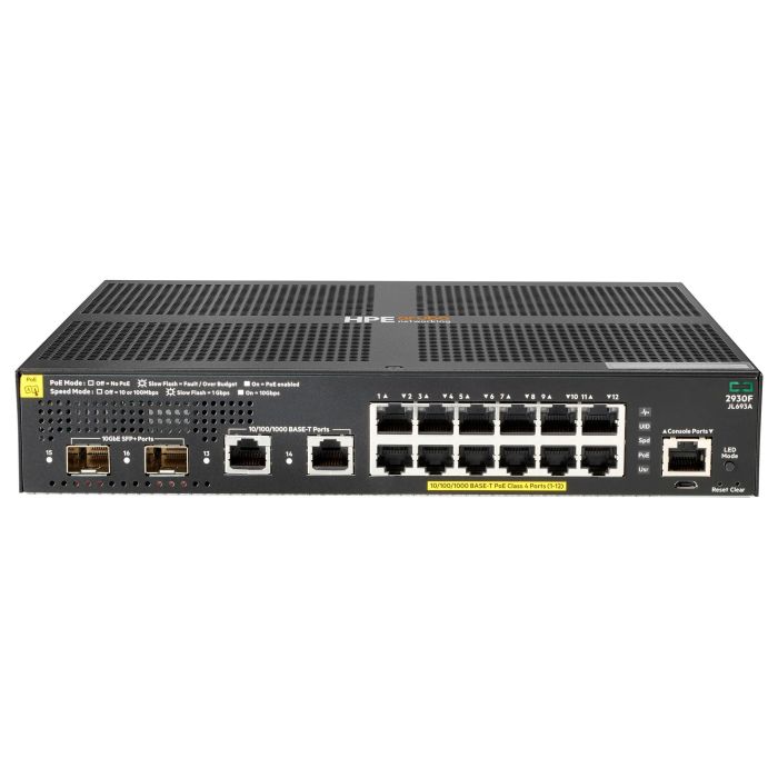 HPE Aruba 2930F 12G PoE+ 2SFP+ Switch Gestionado L3, 12 Puertos Gigabit Ethernet, Rack 1U, JL258A 0 HPE Aruba 2930F 12G PoE+ 2SFP+ Switch Gestionado L3, 12 Puertos Gigabit Ethernet, Rack 1U, JL258A 0