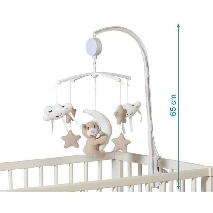 KioKids Móvil Musical de Cuna con Osito, Nubes y Estrellas | Cuerda | Beige | +0 Meses | Colección Dolci Amici 3