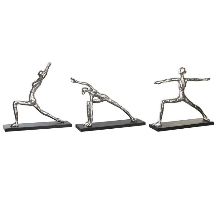 Figura Decorativa DKD Home Decor 33 x 10 x 35 cm Plateado Negro Indio Yoga (3 Unidades) Figura Decorativa DKD Home Decor 33 x 10 x 35 cm Plateado Negro Indio Yoga (3 Unidades)