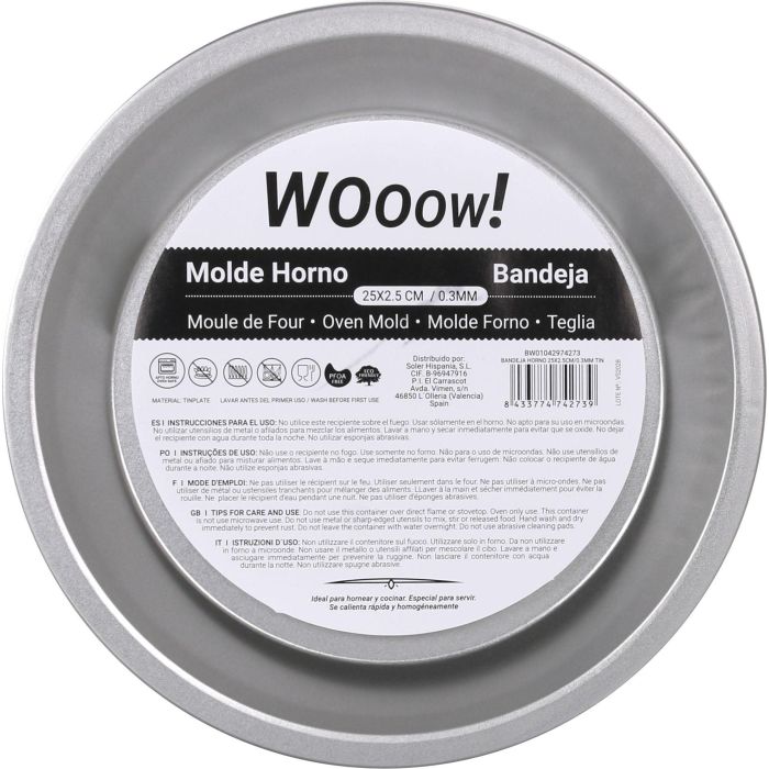 Bandeja para horno Wooow 25x2.5 cm (24 Unidades) 2 Bandeja para horno Wooow 25x2.5 cm (24 Unidades) 2