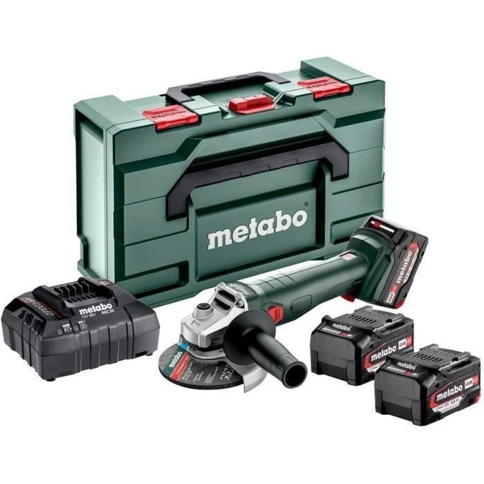 Juego de amoladora angular a batería - METABO - W 18 L 9-125 Quick - 18 V - MetaBOX 165 L Juego de amoladora angular a batería - METABO - W 18 L 9-125 Quick - 18 V - MetaBOX 165 L