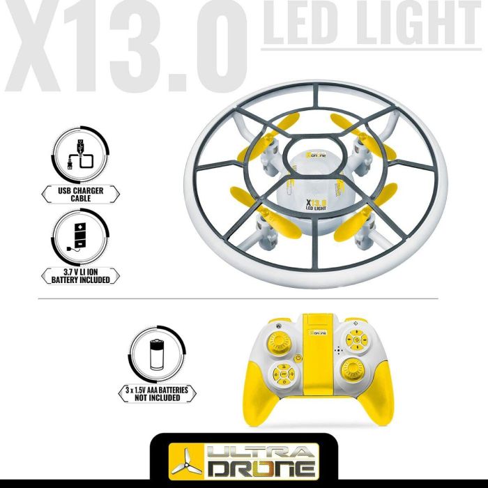 Mondo Motors - Dron de radio controlado - Efectos de luz - Ultradrone X13 LED Light - Diametre 13cm 1 Mondo Motors - Dron de radio controlado - Efectos de luz - Ultradrone X13 LED Light - Diametre 13cm 1