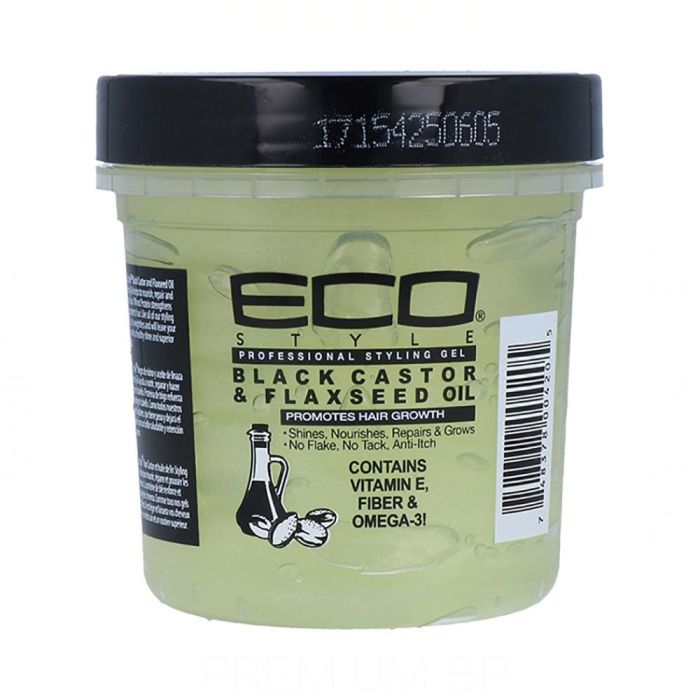 Eco Styler Gel de peinado máxima fijación con aceite de ricino negro y linaza 8Oz/235 ml