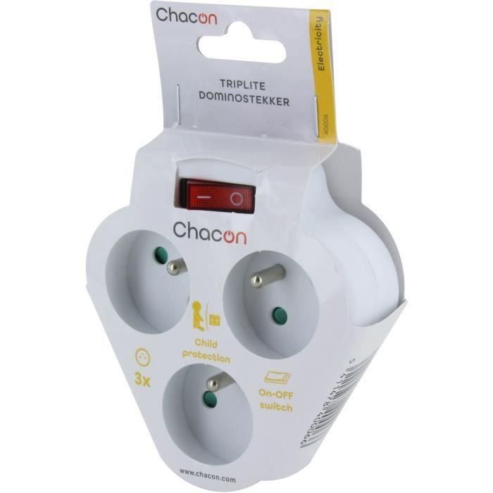 Chacon CHA5411478400066 Dominó 3x16A Triangular con Interruptor, Blanco 3 Chacon CHA5411478400066 Dominó 3x16A Triangular con Interruptor, Blanco 3