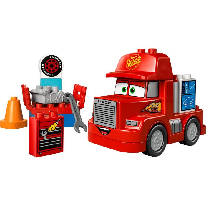 LEGO 10417 Duplo Disney Pixar Cars Mack El Transportista y Rayo McQueen Set de Construcción Parada en Boxes Juguete +2 años 1
