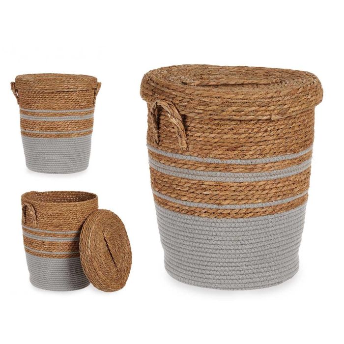 Pongotodo Alga Gris con Tapa Pequeño Giftdecor 36x43x36 cm (4 Unidades) Pongotodo Alga Gris con Tapa Pequeño Giftdecor 36x43x36 cm (4 Unidades)