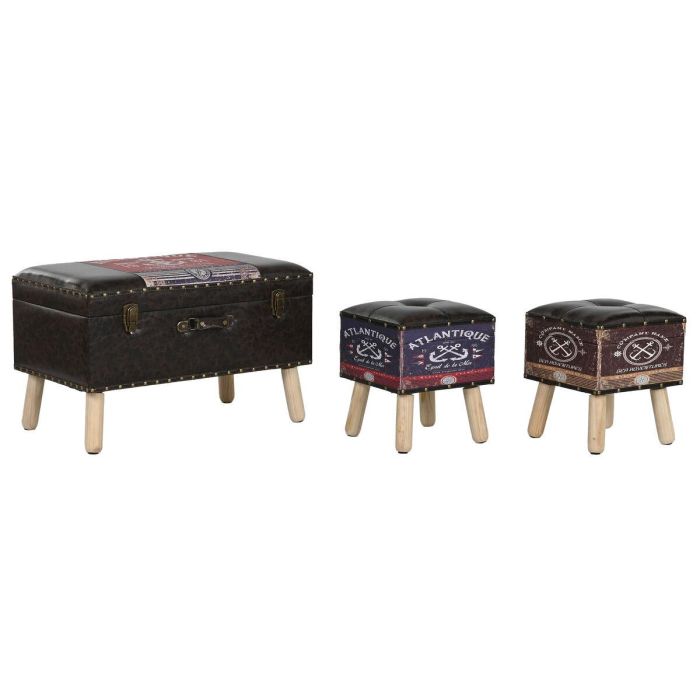 Juego de Baúles Home ESPRIT Marrón Multicolor Poliuretano Madera Vintage 70 x 40 x 45 cm (3 Unidades) Juego de Baúles Home ESPRIT Marrón Multicolor Poliuretano Madera Vintage 70 x 40 x 45 cm (3 Unidades)