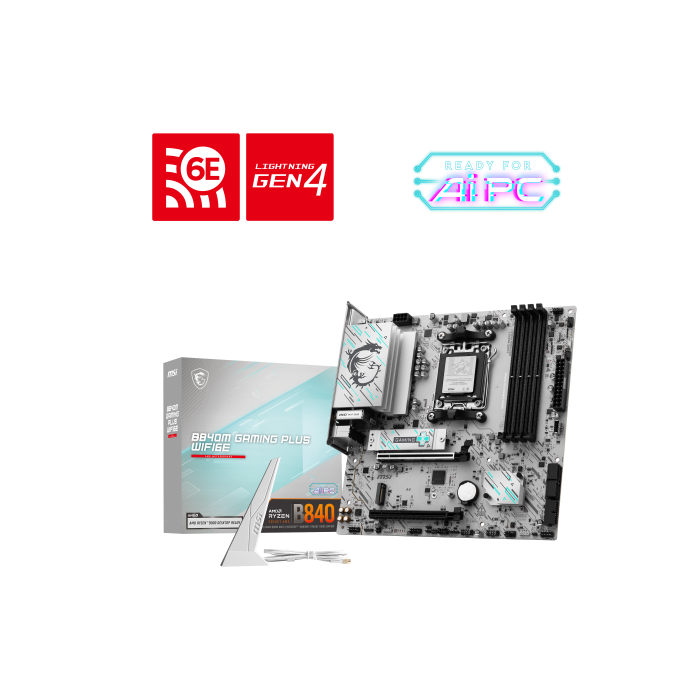 MSI 911-7E77-003 Placa base para PC B840M GAMING PLUS WIFI6E AMD B840 Zócalo AM5 micro ATX DDR5 Wi-Fi 6E 5 MSI 911-7E77-003 Placa base para PC B840M GAMING PLUS WIFI6E AMD B840 Zócalo AM5 micro ATX DDR5 Wi-Fi 6E 5