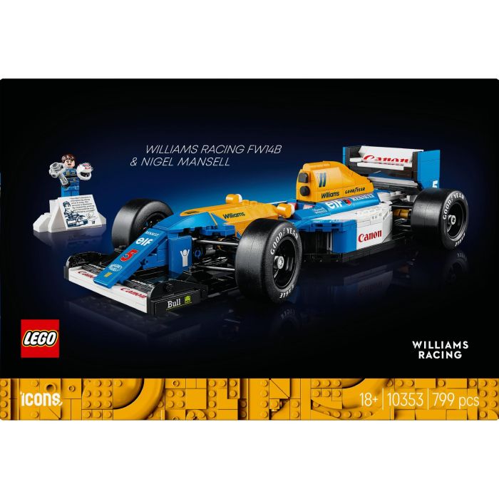 Lego FW14B Icons Set de Construcción Williams Racing Coche de Carreras Nigel Mansell para Adultos 18+ 11