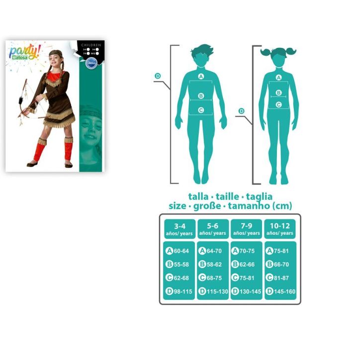 Disfraz India Rojo Niña Infantil Traje 10-12 Años