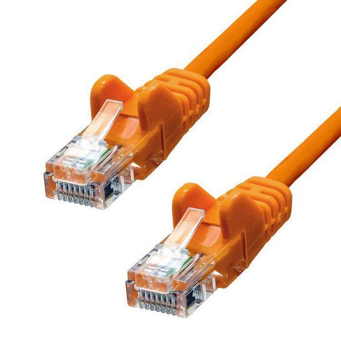 ProXtend Cable Ethernet CAT5e U/UTP CCA PVC AWG 26 Naranja 7m para Conexión de Red Segura con Alivio de Tensión y Protección de Cierre.