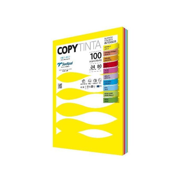 Sadipal Papel Copytinta A4 80 gr Inkjet-Láser Paquete 100H Colores Surtidos Intensos