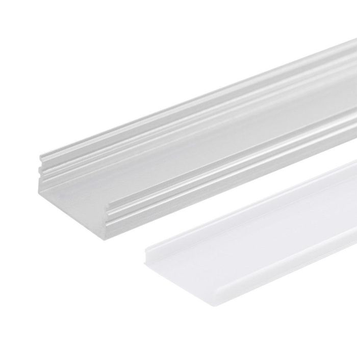 Perfíl Aluminio para Tira LED Doble - Difusor Opal x 2M Perfíl Aluminio para Tira LED Doble - Difusor Opal x 2M